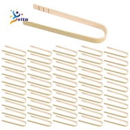 50Pcs Tongs Disposable Cooking Utensils Mini Bamboo Tongs Natural Toast Tongs for Cooking