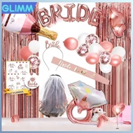 Bachelorette Party Kit with Rose Gold Decor and Bride Sash - 33Pcs Elegant Supplies