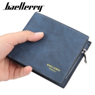 Baellerry Men Coin Purse Wallet Leather Card Holder Classic Open Wallet for Men Zipper Coin Pouch Purse