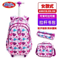 Trolley School Bag Primary School 4 Wheel Kids Roller Bag Girl Boy Kids Beg Sekolah Roda Luggage Bag