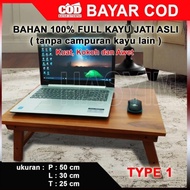 Meja lipat kayu jati full / Meja lipat portable / Meja belajar anak /