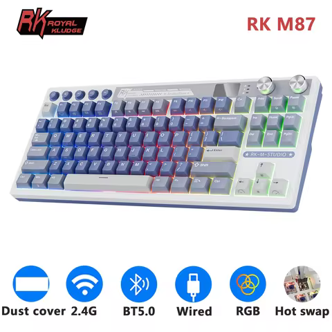 M87 RK ROYAL KLUDGE Mechanical Keyboard Wireless/Bluetooth/2.4G/USB-C Hot-Swappable Gasket Gamer Key