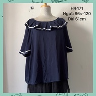 H4471 Japanese blue ruffle collar shirt secondhand fairy grunge vintage retro ootd