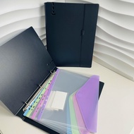 3 Ring Binder Long Size with Fixed Strap Round Rings Binder Refillable Loose Leaf Binder Protector