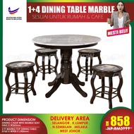 1+4 Seater Round Grade A Marble Solid Wood Dining Set Kayu High Quality Marble Chair / Dining Table / Dining Chair / Meja Makan / Kerusi Meja Makan / Buffet Makan Meja / Meja Party Makan Weekend by IFURNITURE
