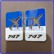 GANTUNGAN PUTIH Airplane Keychain 747 Blue White Metal Airplane Keychain Accessories - KM