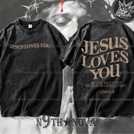 24h Shipping N9THNOVA Christian Jesus Good News God Loves You Washed Pure Cotton T-shirt Vintage 4