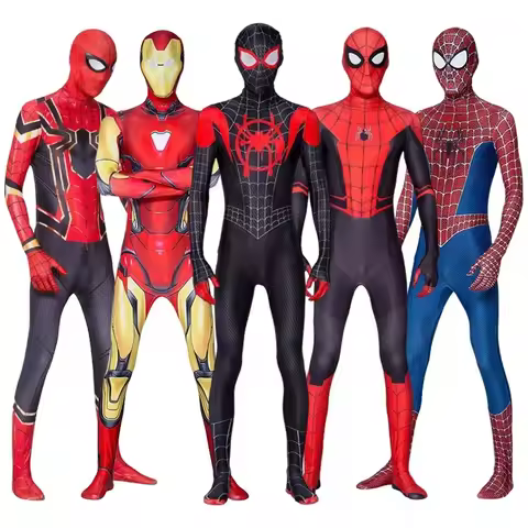 Spiderman Costume Spider Man Black Panther Iron Man Spider Gwen Cosplay Zentai Jumpsuit Bodysuit Hal