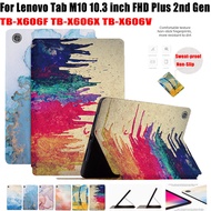 For Lenovo Tab M10 10.3 inch FHD Plus 2nd Gen Fashion Colored oil painting Pattern Tablet Case TB-X606F TB-X606X TB-X606V High Quality PU Leather Stand Flip Cover