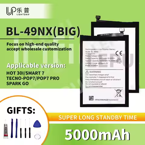 TECNO SPARK GO Battery INFINIX HOT 30I Original Battery + Tools BL-49NX 5000mAh for INFINIX SMART 7 