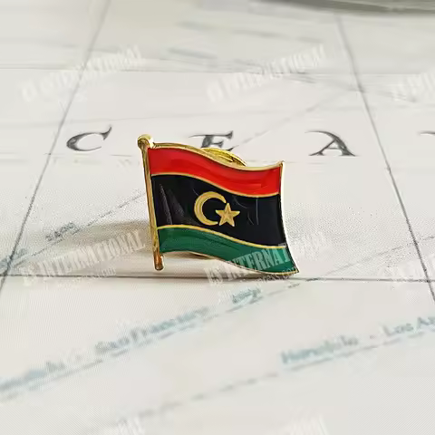 Libya National Flag Crystal Epoxy Metal Enamel Badge Brooch Collection Souvenir Gifts Lapel Pins Acc