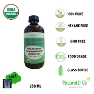 Natural & Co Organic Pure Castor Oil Cold Pressed 250ml in Amber Glass  Hexane Free Food Grade Halal