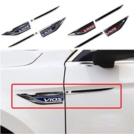1 Set Stainless Steel Car Door Fender Metal Side Logo Stickers （Left And Right) For Toyota Vios Gen 