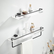 Washstand Storage Wall-Mounted Acrylic Mirror Front Bathroom Towel Rack No-Drill Hanging Shelf Space
