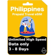 【eSIM】 Philippines Unlimited High Speed Data eSIM 【3 - 8 Days】