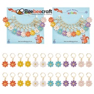 2Set 12Pcs 6 Colors Alloy Enamel Daisy Flower Charms Locking Stitch Markers with Gold Tone 304 Stain