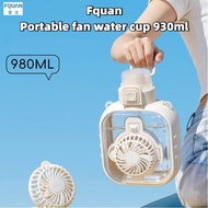 Fquan Portable Fan Water Cup 930ml Summer Sports Bottle Children Students School Special Straw Cup G