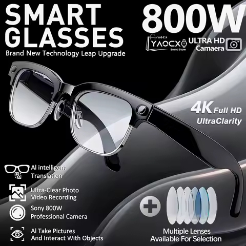 2026 New Smart Glasses 800W Ultra-Wide HD 4K Camera Video Recording 4GB AI Photo Recognition Bluetoo