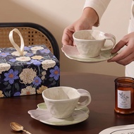 [Hot Sale] Hand-Made Tulip Ceramic Coffee Cup Saucer High-Value Customizable Birthday Gift Teacher's