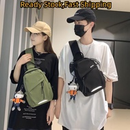 ABC New Japanese Beg Silang Lelaki Style Casual and Simple Commuting Men Chest Bag with Large Capacity Sling Bag Waterproof Men Oxford Cloth Crossbody Bag for Male and Female Students Tas Samping Pria Keren 男生胸包24042807