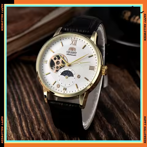 Mechanical Unisex Automatic World Time Full Function Leather Strap Water Resistant Shockproof Star O