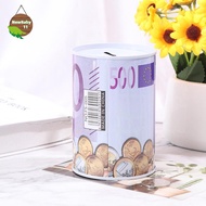 NBBY Tinplate Cylinder Piggy Bank Euro Dollar Picture Box Household Saving Money Box .