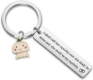 Funny Gift I Shall Call Him Squishy and She Shall Be Mine Keychain Jellyfish Quote Jewelry Gift for Her (Jellyfish Quote Keychain)