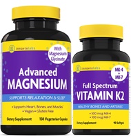 InnovixLabs Vitamin K2 & Magnesium Bundle Full Spectrum Vitamin K2 (90 softgels) Advanced Magnesium 