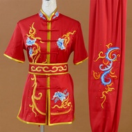 ชุดกีฬา Wushu ชาย ชุดการแสดง ชุดแข่งขัน ชุดการแสดง เสื้อผ้ามวย ลายมังกรและนางฟ้า ขนแกะผสมโพลีเอสเตอร