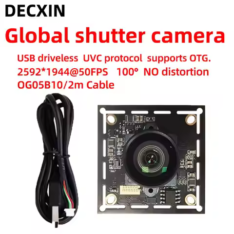100-degree camera module OG05B10 global shutter 2592*1944@50FPS 5MP USB driver-free camera 2m cable 