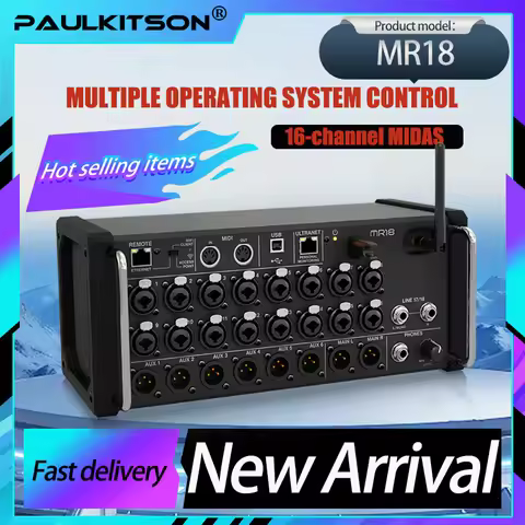 Paulkitson Mr18 Rack Mounted Digital Mixer Studio Recording Console Suitable For Ipad/Android Tablet