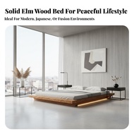 Minimalist Design Japanese Design Tatami Bed Elm Wood Bed Frame Bedroom Furniture for Minimalists Ho