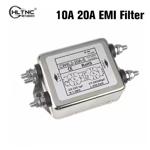 HLTNC 1PCS 115v 250v 110v 220v 60/50HZ Anti-interference power supply EMI Filter CW4L2-20A-S CW4L2-1