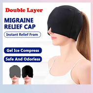 【Double layer】Migraine Relief Cap Gel Reusable Headache Migrain Hat Head Fever Ice Pack Tension Reli