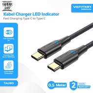 VENTION TAUBD Type C to Type C Data Cable Super Fast Charging 3A 60W 50CM 0.5M PD Gold Plated with L