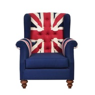 Sofa England Union Jack Kayu Mahoni - Khusus Jabodetabek