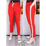 Pants code 71453 jumbo scuba material elastic waist lp70-110 pj93, side pockets