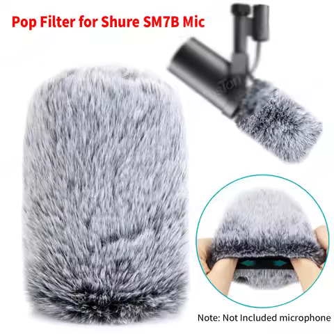 Noise Reduction Pop Filter for Shure SM7B Microphone Foam Cover Furry Windscreen Microphone Muff Win