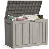 Outdoor Storage Box, 50 Gallon Waterproof Resin Deck Box, Storage Bin for Package Delivery, Patio Fu