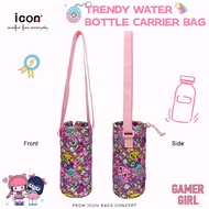 Icon Gamer Girl Water Bottle Sling Carrier in adjustable shoulder strap water bottle bag