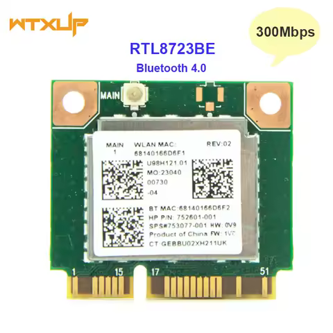 Wifi 300Mbps+Bluetooth 4.0 MINI PCI-E Card For RTL8723BE SPS 753077-001 WIFI Network Card for Hp 470
