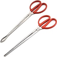 Dadamong Crab Tongs for Live Crabs, Set of 2 Multi-Function Clip Scissor Tongs Anti-Slip Clamp Rubbish Tong Kitchen Tongs for Cooking BBQ Grilling Seafood Clip - Bend &amp; Straight, 15-Inch Long