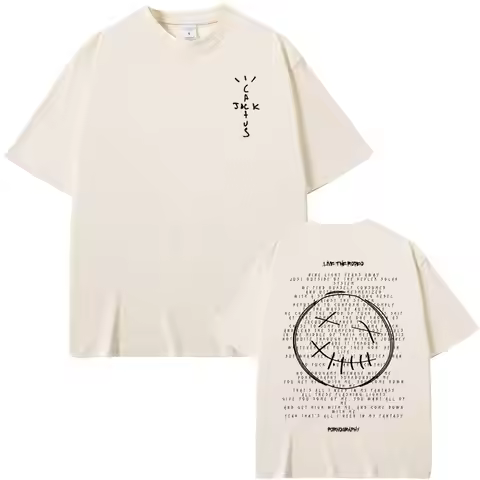 Cactus Jack Printed T-shirt, Men's Pure Cotton T-shirt, Men's and Women's Casual Oversized T-shirt, 