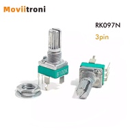 5PCS RK097N 3Pin Potentiometers Switches 15mm 5K 10K 20K Shaft Amplifier Sealing Potentiometers 