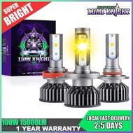 LumiKnight 2x Car LED Fog Light Bulb F2 100W 15000Lumen 3000K Yellow Front H4 H11 9005 HB4 HB3