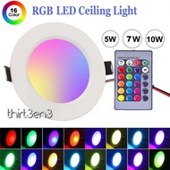 RGB LED Downlight 5W 7W 10W Colorful Remote Control Ceiling Downlight Dimming Round Spot Light Indoor Bedroom Kitchen