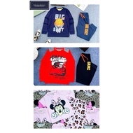 [2-7Y] HM LONG SHORT SLEEVE T-SHIRT LONG PANTS SET PYJAMA SLEEPWEAR KIDS UNISEX GIRL BOY SET JALAN B