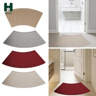 Homyl Curved Shaped Bathroom Rug Anti Slip Absorbent Rubber Bath Mat Soft Linen Surface for Bathroom