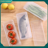PENNYJ Food Storage Box Rectangular Large Capacity Portable Drainage Divider Fresh-keeping Fridge Bo