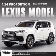 {SAKJFG} 1:24 LEXUS LX600 Large Off Road SUV Alloy Diecast Car Model Sound & Light Collection Hobby